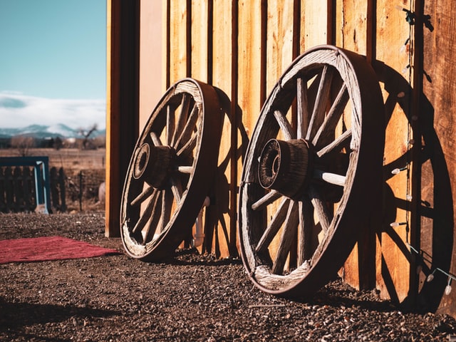 Old wooden wheels