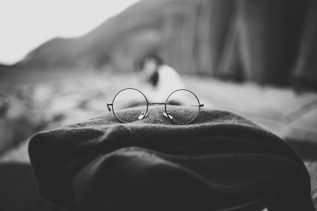 Glasses on a folded scarf
